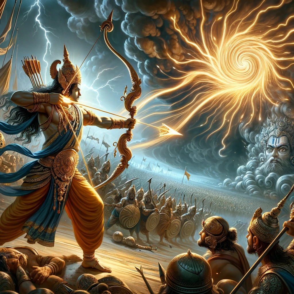 Indrajit Shoots a Brahmastra at Rama and Lakshmana